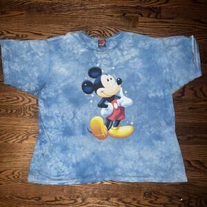 Vintage Mickey Mouse T Shirt Size 2XL Blue Tie Dye Mickey Unlimited Jerry Leigh